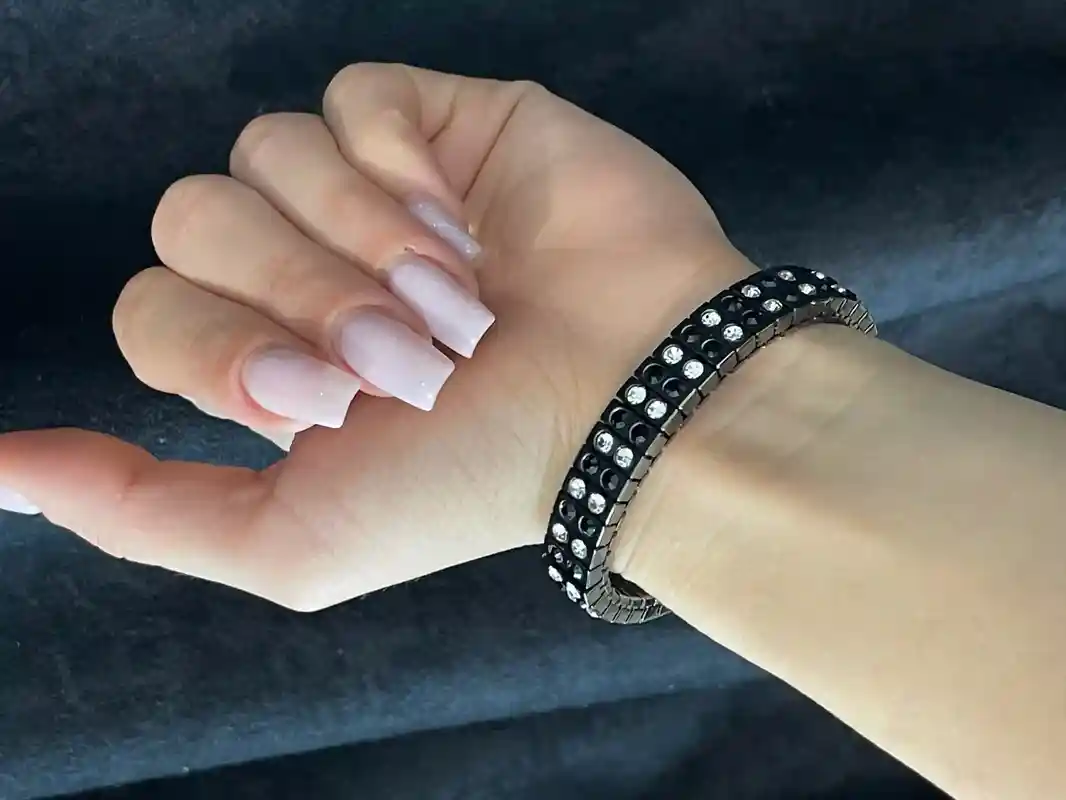 Gunmetal SWAROVSKI Bracelet for women Birthday Jewelry gift for her 4ct HANDMADE DIAMOND Glamorous Jewelry Elegant bracelet for girlfriend 