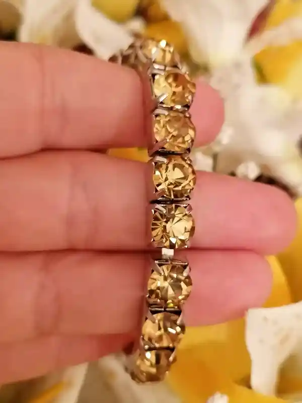 18k White GOLD 79.2ct Brown Topaz SWAROVSKI Tennis Bracelet Jewelry/8mm Tennis bracelet/Topaz Bracelet Large Tennis Bracelet Gift for ladies 