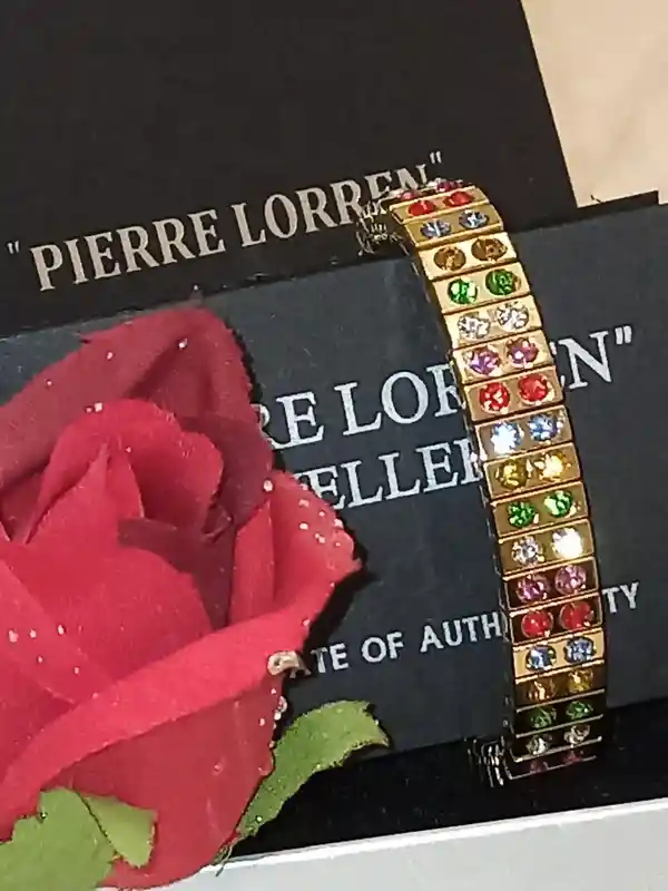 Gemstone Jewelry, 24k GOLD Bracelet, Gift for Her, 96 HANDSET Swarvoski Crystal, HANDMADE Jewelry, Rainbow Bracelet, October Birthstone, 2ct 