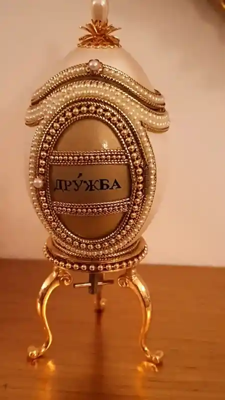Vintage Natuaral egg Faberge egg style jewelry box/ Faberge style frame Russian Music box gift for her/ Friendship gifts for her Faberge egg 