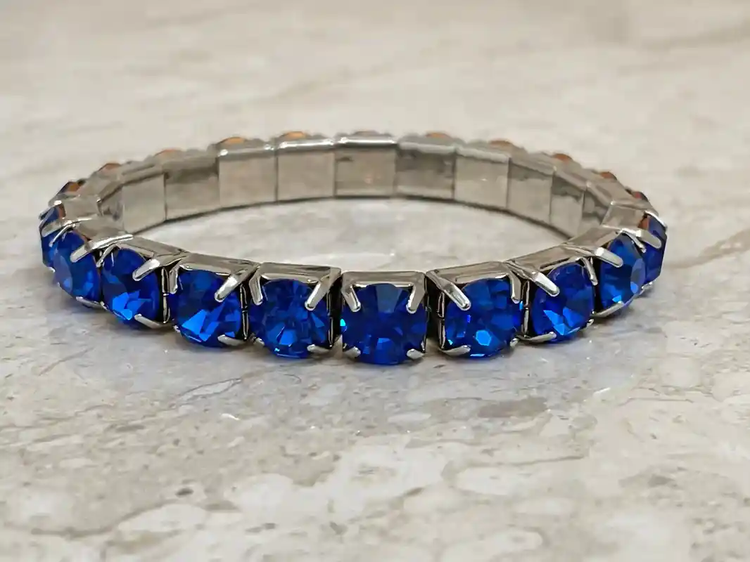 Silver Blue Sapphire bracelet Tennis Bracelet Sapphire Jewelry Gemstone Bracelet September Birthstone Anniversary Christmas Birthday gift 