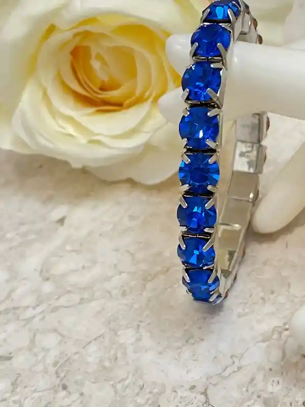 Silver Blue Sapphire bracelet Tennis Bracelet Sapphire Jewelry Gemstone Bracelet September Birthstone Anniversary Christmas Birthday gift 