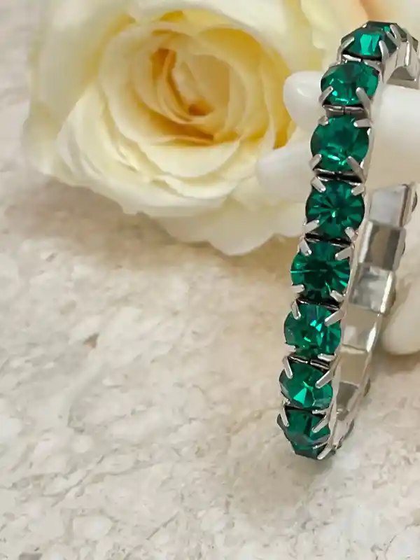 Emerald Bracelet Tennis Bracelet Emerald Jewelry May Birthstone Wedding Bracelet Gift for Her Handmade Bracelet Engagement Anniversary Gift 