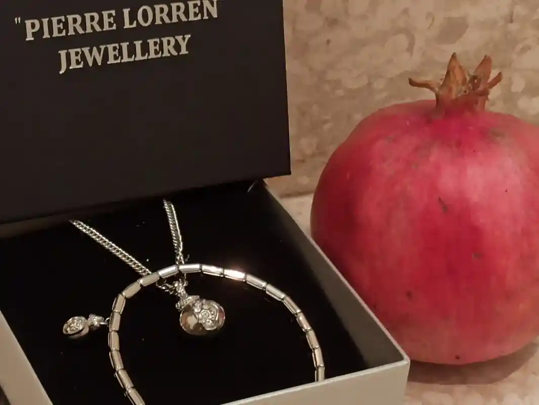 Large Pomegranate Jewelry Box,Pomegranate Necklace SILVER,Pomegranate bracelet/Mother Gift/Greek Gouri/Pomegranate Trinket/Christmas Present 