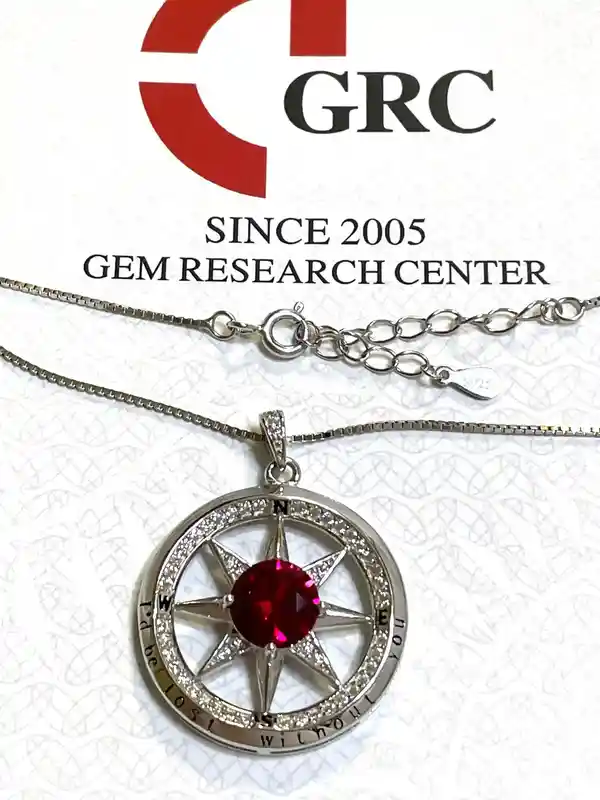 3.5 carat Diamond Pendant Compass Jewelry NATURAL RUBY 40th Wedding Anniversary Ruby Compass White Gold Compass Sterling Silver LOVE Compass 