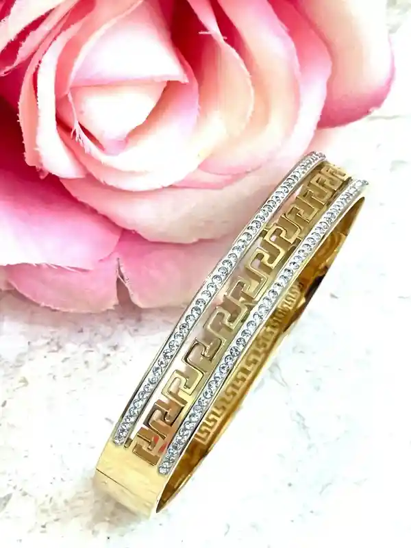 18k Yellow Gold Greek Key Design Diamond Meander Earrings Greek Key Drop Earrings Greek Key Pattern Jewelry 42 Austrian Crystal Diamonds