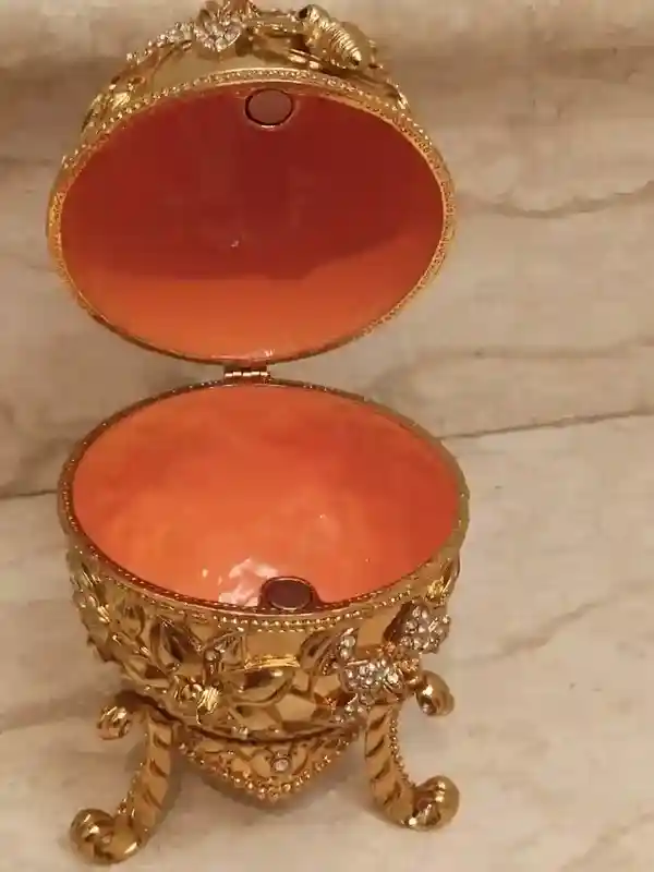 Faberge-Style Egg Jewelry Ring Proposal Box, Bridal Shower Gift for Bride toBe, Handmade Faberge style Egg, 400 Crystal Handset 24k Faberge Egg 