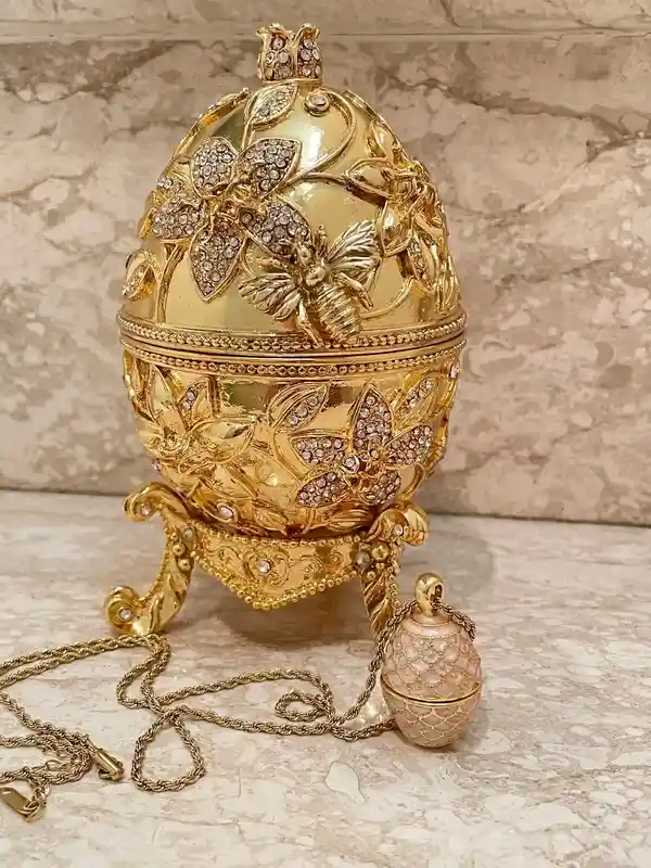 Bee Lover Gift Bee Pomegranate Egg Jewish Rosh Hashanah Gift Home Decor Faberge Egg Hebrew Mother Unique Gift for Her HANDMADE 24K Crystal 