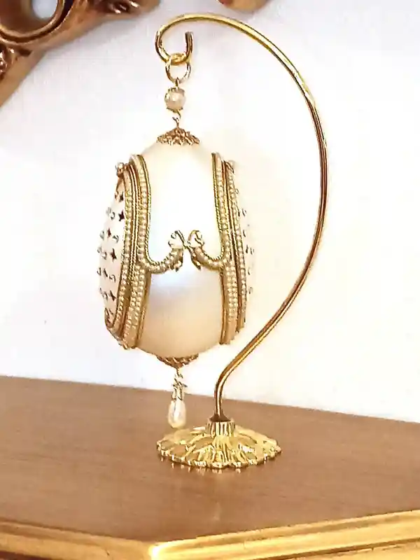FABERGE style Wedding egg Faberge egg FABERGE Wedding bride and groom White Russian egg style Faberge egg/Vintage Faberge egg wedding gift 