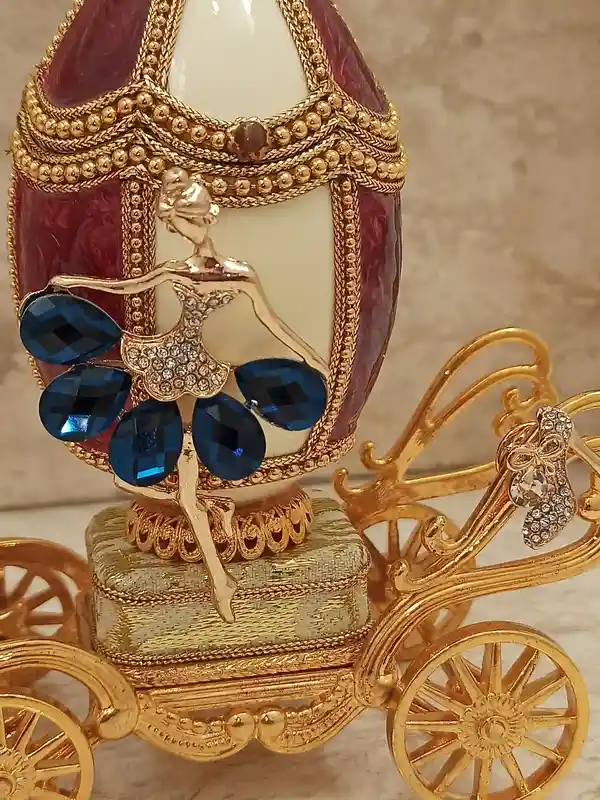 Precious Moments Proposal Ring box Cinderella 24k GOLD Carriage ONE Only FABERGE Music Unique Gift for Bride Fiance Daughter Bride Wedding 
