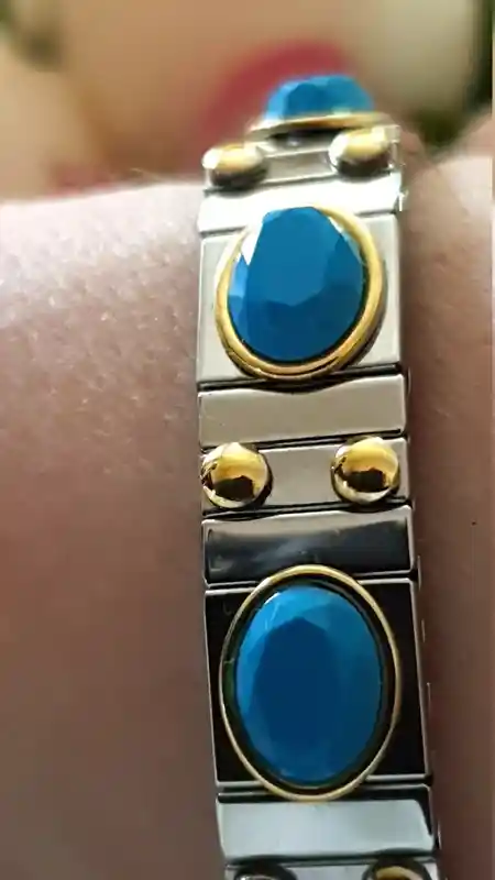 Blue Gemstone bangle bracelet/Blue SILVER stacking bangle/Blue gem flexible bracelet/December birthstone jewelry/Turquoise Gem Stack Bangle/ 
