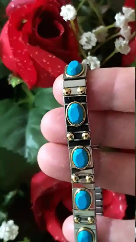 Blue Gemstone bangle bracelet/Blue SILVER stacking bangle/Blue gem flexible bracelet/December birthstone jewelry/Turquoise Gem Stack Bangle/ 