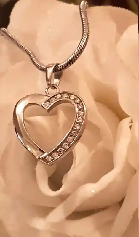 HEART Necklace Pendant Set SILVER bracelet Gift for her SWAROVSKI Crystal Jewelry Ladies Heart Charm Pendant Bangle Jewellery for Women Wife 