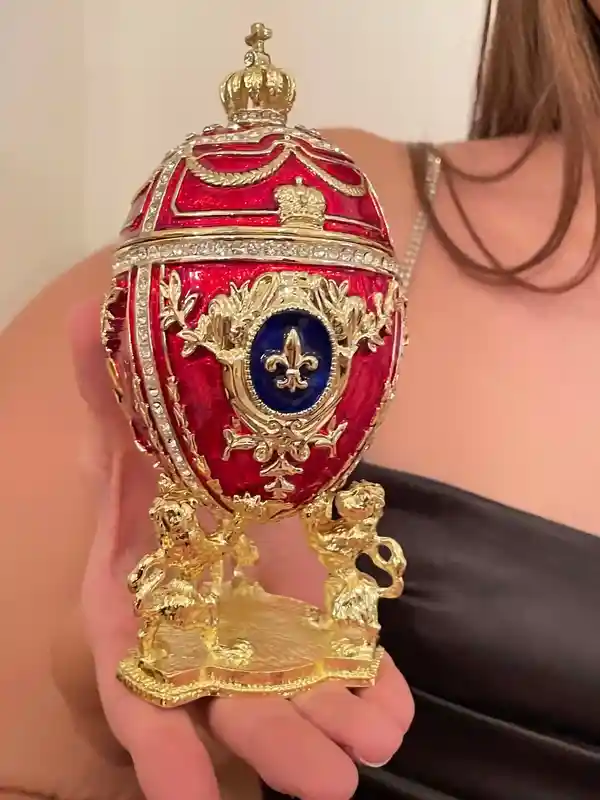 Royal 5* Faberge egg Trinket box with lid Faberge Collectibles Wedding gift Richly decorated 24kGOLD Swarvoski HANDSET Egg Fabrege style egg 