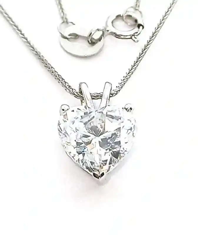 1.5ct Luxury Heart Shaped Diamond Pendant 18k SOLID White Gold Necklace gift ,Diamond HEART , Heart Diamond Necklace ,Diamond for Valentine 