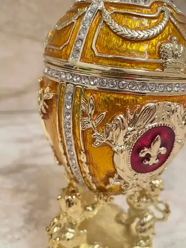 Egg Faberge Exquisite Luxurious 5* Tangerine Quartz Fabrege style Imperial Egg HANDMADE 24kGOLD AustrianCrystal HANDSET Mothers Day Birthday 