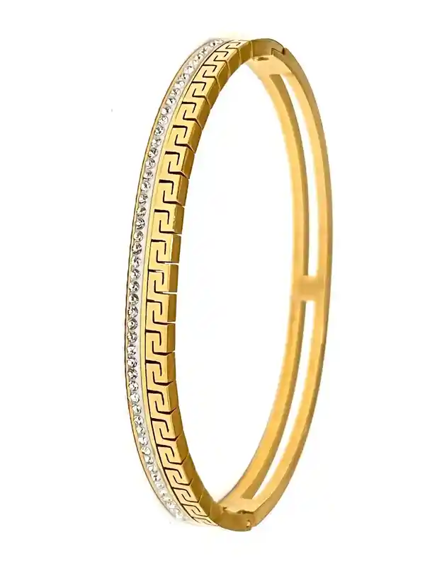 18k Gold Greek key Bracelet Meander Bracelet Greek Bracelet Greek Key Bangle Greece Bracelet Cocktail Bangle 56 Swarovski DIAMONDS HANDMADE 
