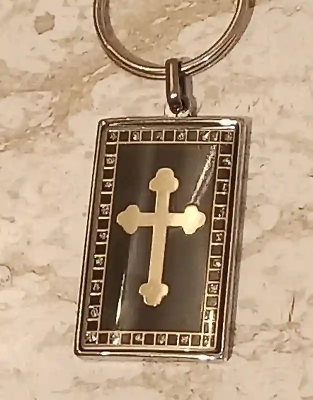 SILVER Cross Keychain Swarovski Diamond 24K Christian keychain Cross Key ring/Christian Keyring Cross Key chain/Christian Gift Confirmation 