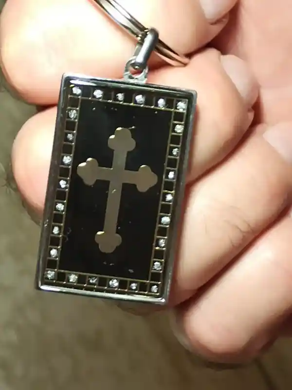 SILVER Cross Keychain Swarovski Diamond 24K Christian keychain Cross Key ring/Christian Keyring Cross Key chain/Christian Gift Confirmation 
