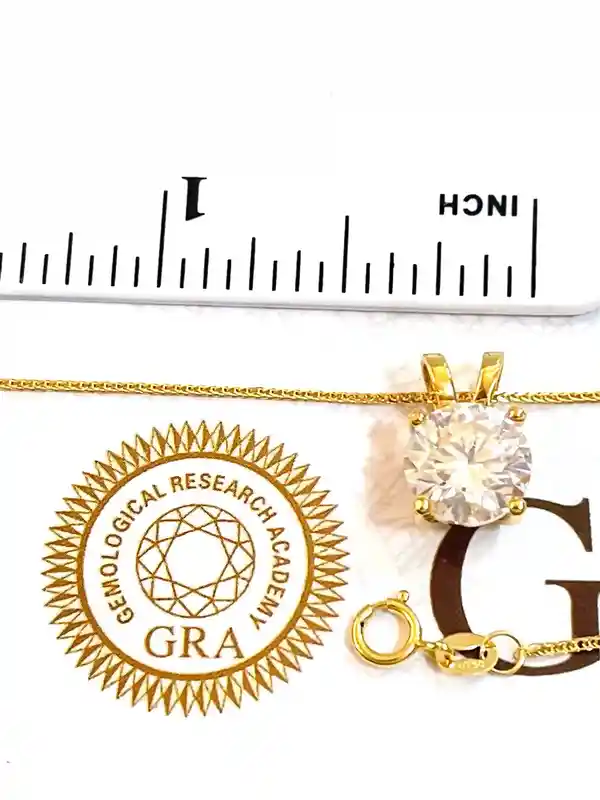 18K Luxury 2 carat REAL Diamond Pendant Necklace for women - SOLID 18k Gold Diamond Jewelry - GRA Certified Diamond Solitaire VVS1 D color 