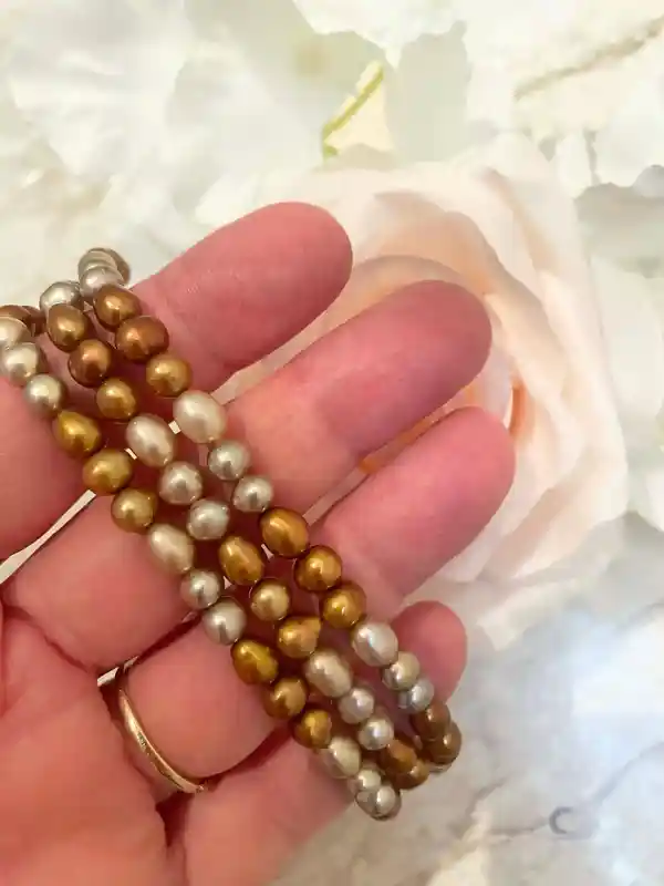 Akoya Pearl Necklace - Natural Pearl Jewelry - 3 strand Pearl Necklace - Solid Silver clasp 48cm -54 cm SILK Hand Knotted Pearl Jewelry wife 