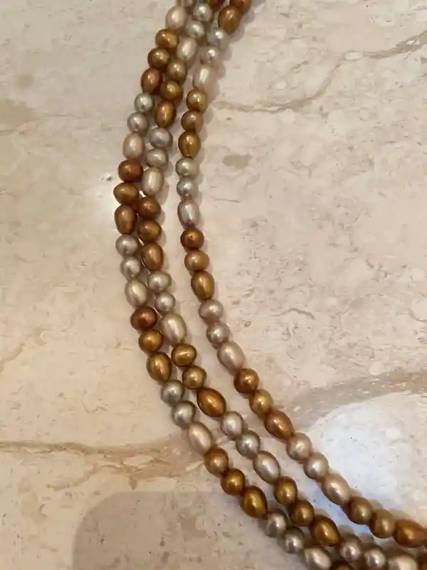 Akoya Pearl Necklace - Natural Pearl Jewelry - 3 strand Pearl Necklace - Solid Silver clasp 48cm -54 cm SILK Hand Knotted Pearl Jewelry wife 