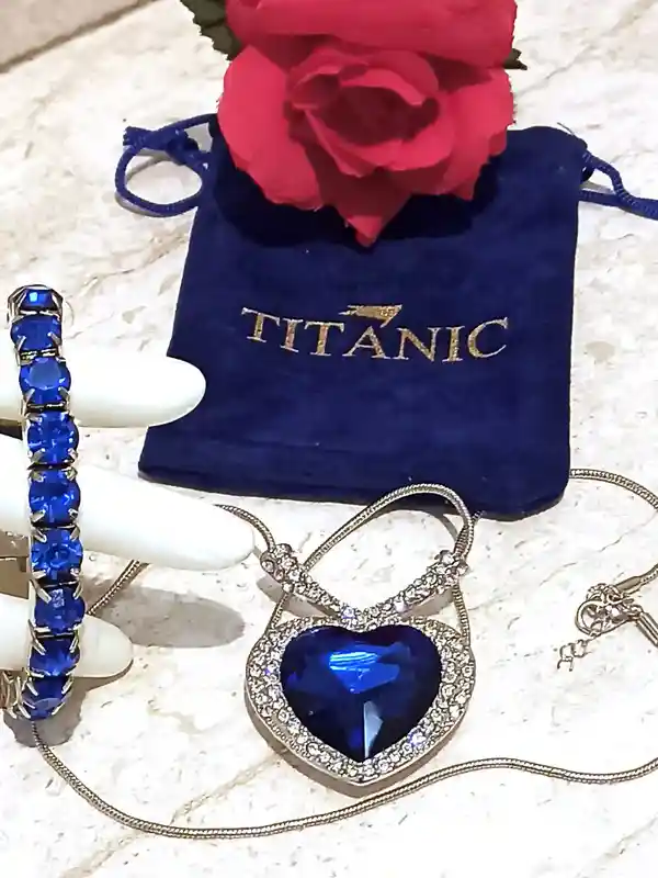 Designer Gifts, ONEOFAKIND, Faberge-Style egg, Large SILVER Heart Ocean Necklace & Tennis Bracelet Faberge egg Music SAPPHIRE Wedding Anniversary 