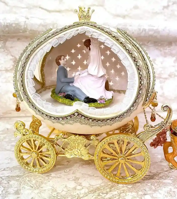 One of a Kind XXXL Faberge-Style Egg Valentines day gift for wife 1989 Anniversary gift for Parents HEART Natural Handcarvd GOLD Couple Ornament 
