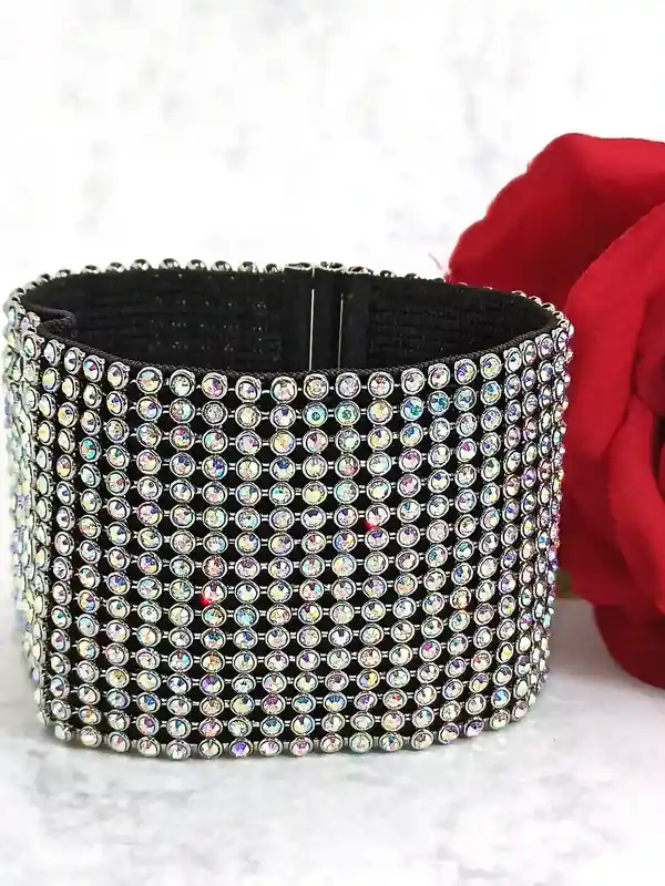 Vintage, Crystal Cuff, Crystal Bracelet, Bridal Bracelet, Wedding Jewelry, Bridal Cuff Classic All Swarovski Crystal Old Hollywood Cuff, 4ct 