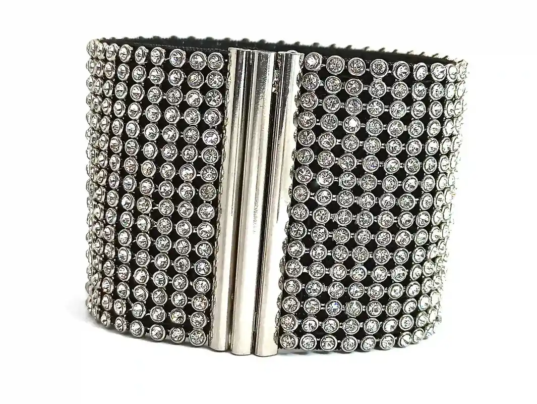 Limited Edition Bracelets - Crystal Bridal Bracelet - Wide Cuff Bracelet - Bridal Wedding Jewelry Gift for Bride - VINTAGE Jewelry - 4.5 ct 