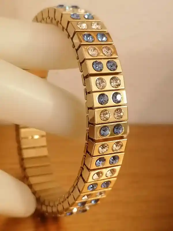 Something Blue for bride WEDDING Bracelet GIFT 24kt GOLD Stretch Swarvoski wedding jewelry Bridesmaid blue topaz bridal bracelet Sister gift 