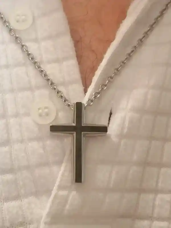 Onyx Men's Cross Necklace - Men's Religious Necklace -Men's Cross Pendant-Men's Christian Necklace - Men's Cross Christian Jewelry HANDMADE 