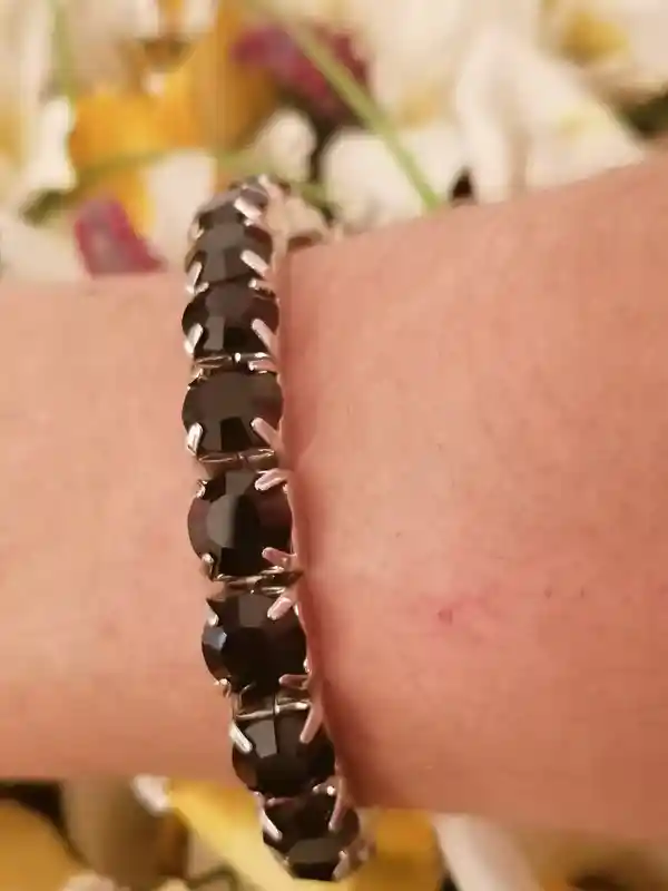 Black CRYSTAL bracelets Formal TENNIS bracelets for women Evening jewelry Black jewellery bracelet gifts GEMSTONE tennis bracelet for her 