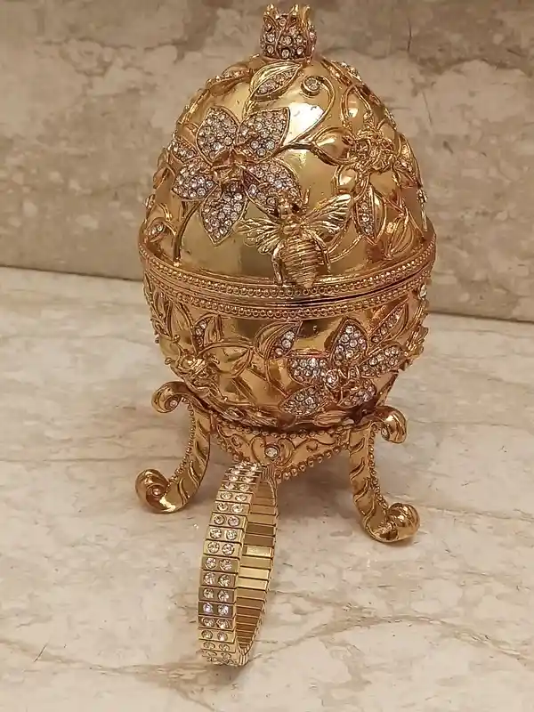 Faberge-Style Jewelry Box Pomegranate Bracelet 24k GOLD 10ct Diamond Jewish New Year GOOD LUCK Jewelry Pomagrant Greek Armenian Her GraduationGift 