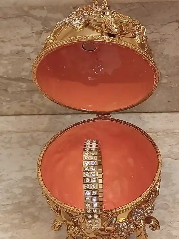 Faberge-Style Jewelry Box Pomegranate Bracelet 24k GOLD 10ct Diamond Jewish New Year GOOD LUCK Jewelry Pomagrant Greek Armenian Her GraduationGift 