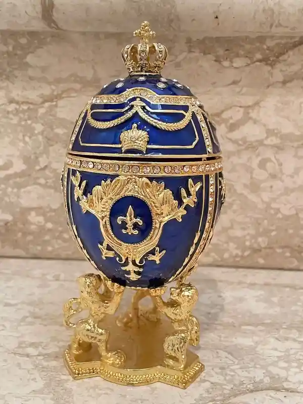 Faberge Egg, Faberge style Imperial Egg, Special Keepsake, Faberge egg, Anniversary Men Birthday gift for him, Luck gifts,24K GOLD HANDMADE 