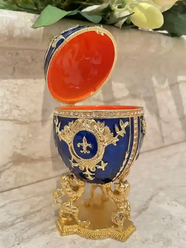 Faberge Egg, Faberge style Imperial Egg, Special Keepsake, Faberge egg, Anniversary Men Birthday gift for him, Luck gifts,24K GOLD HANDMADE 