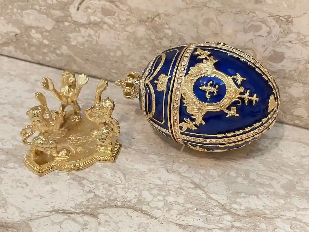 Faberge Egg, Faberge style Imperial Egg, Special Keepsake, Faberge egg, Anniversary Men Birthday gift for him, Luck gifts,24K GOLD HANDMADE 