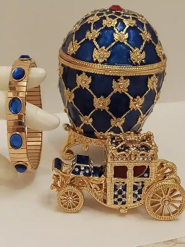 RUBY Faberge Egg Music Faberge Music Box HANDCARVED 24k Gold & Faberge Necklace Faberge Egg Style Gift for Her 35th Wedding Anniversary Gift