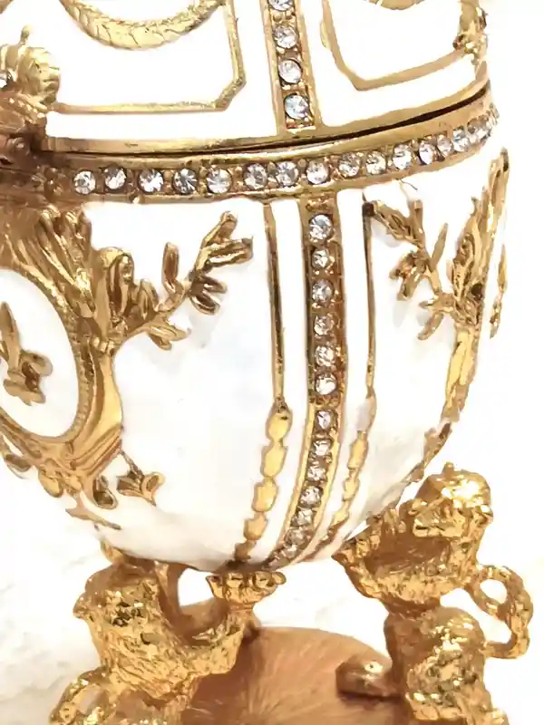 Coronation Lion Faberge Egg trinket box 24kt GOLD/Faberge Collectibles/Faberge egg Ornament/ Faberge Egg Jewelry Boxes/Faberge egg Style 