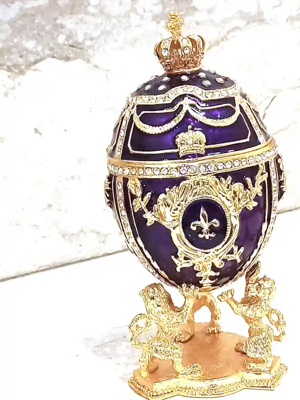 Coronation Lion Faberge Egg trinket box 24kt GOLD/Faberge Collectibles/Faberge egg Ornament/ Faberge Egg Jewelry Boxes/Faberge egg Style 