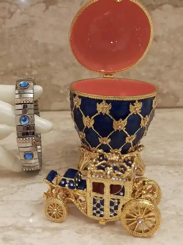 Faberge egg Ornament for Parents Fabrege egg Trinket Box Home Decoration HANDMADE New Home Owner Gift Bracelet 24kGOLD 10ct AustrianCrystal 