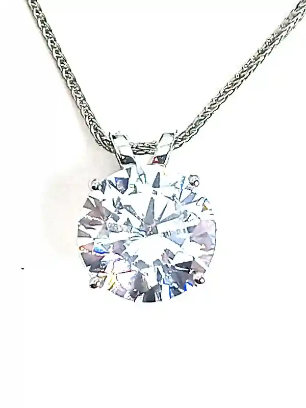 1.5 carat - Solitaire Diamond Pendant Necklace gift for her -8mm- SOLID 18K GOLD Necklace -18