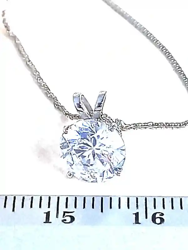 1.5 carat - Solitaire Diamond Pendant Necklace gift for her -8mm- SOLID 18K GOLD Necklace -18