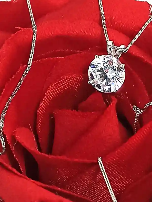 8mm - Solitaire DIAMOND Pendant Necklace White Gold 18k SOLID GOLD Solitaire Pendant gift for her Solitaire Necklace 18