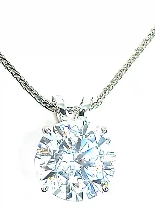 8mm - Solitaire DIAMOND Pendant Necklace White Gold 18k SOLID GOLD Solitaire Pendant gift for her Solitaire Necklace 18