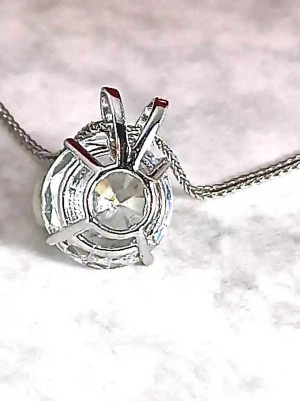8mm - Solitaire DIAMOND Pendant Necklace White Gold 18k SOLID GOLD Solitaire Pendant gift for her Solitaire Necklace 18
