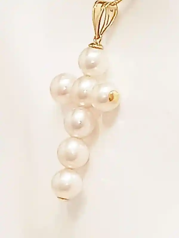 18k GOLD PEARL Gold Crucifix Pendant Gift for her Religious Pearl Cross Necklace Cross Pendant Christian Baptism Gift Girl Christening Cross 