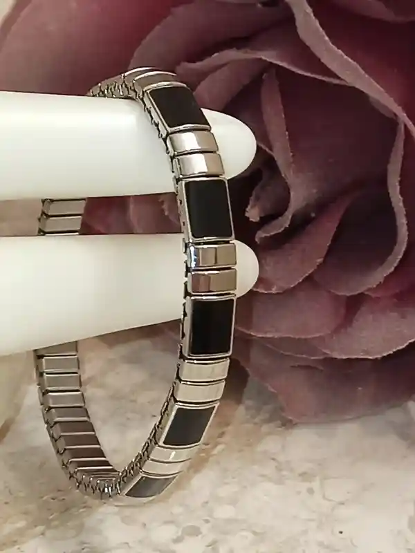SILVER Onyx Memorial Bracelet for women and men/Remembrance bracelet/Memorial bracelet mom/Grief bracelet/Grief Jewelry/Memorial Jewelry Son 