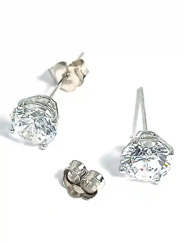 2ct Diamond Earrings Solitaire SOLID 18K GOLD Earrings White Gold Anniversary Gift Diamond Studs Solitaire Earrings Diamond Jewelry 6.5mm 